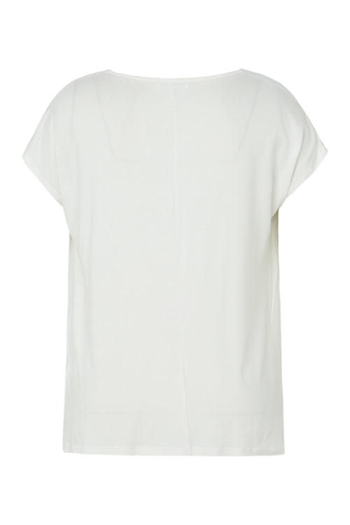 T-shirt van twee materialen met ronde hals en lus-Paprika-11