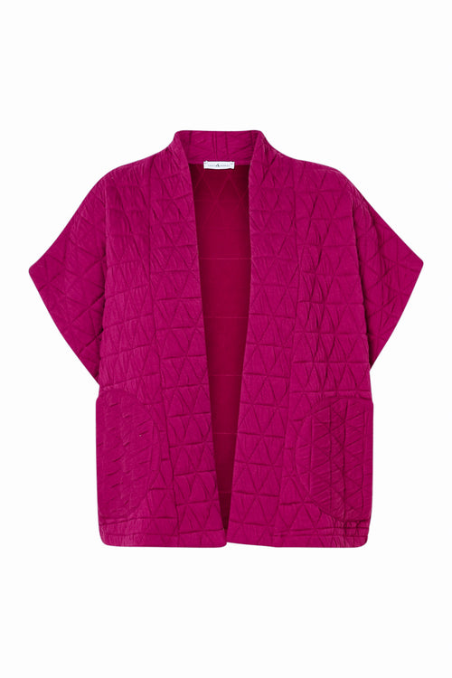 Veste kimono matelassée unie-Paprika-10