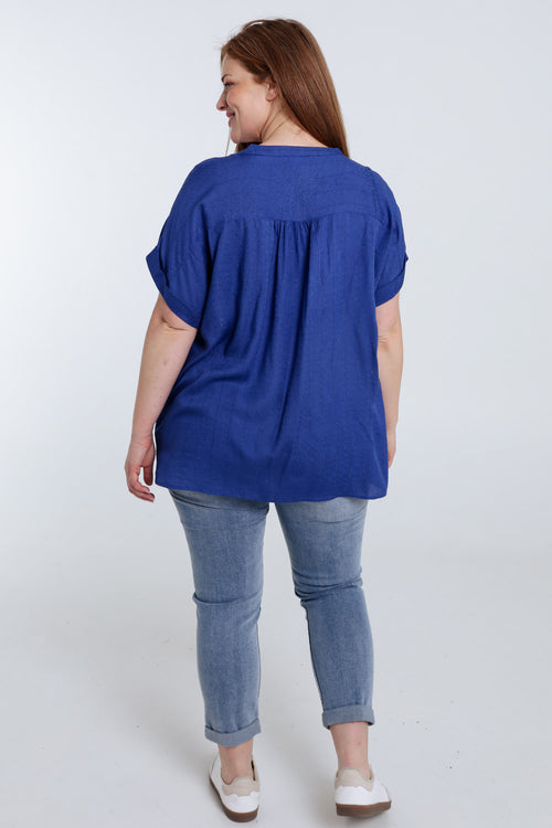 Blouse en viscose rayures lurex-Paprika-2
