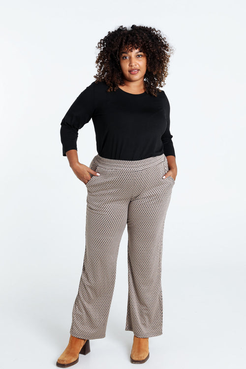 Broek in viscose met geometrisch jacquardmotief-Paprika-7