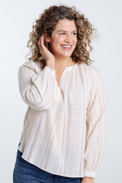 Blouse rayée avec lurex-Paprika-1