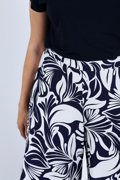 Pantalon large 7/8 en viscose imprimé floral bicolore-Paprika-5