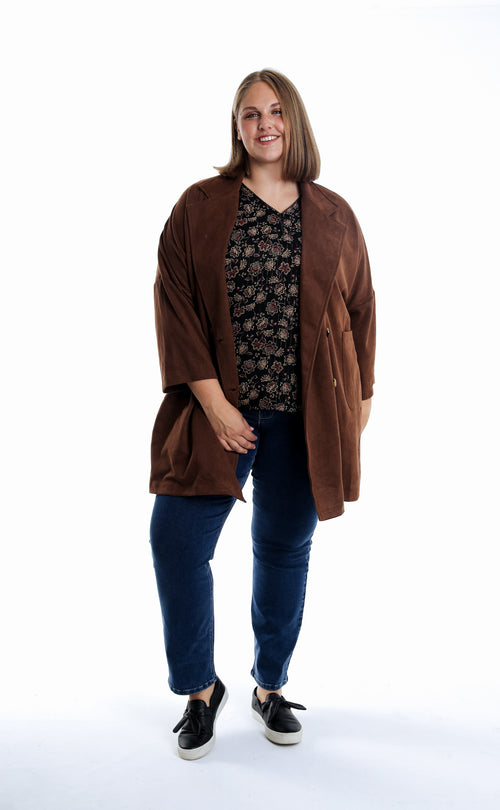 Manteau effet peau de pêche uni-Paprika-6