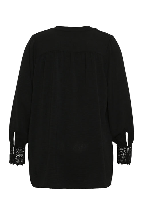 Blouse unie avec dentelle-Paprika-2