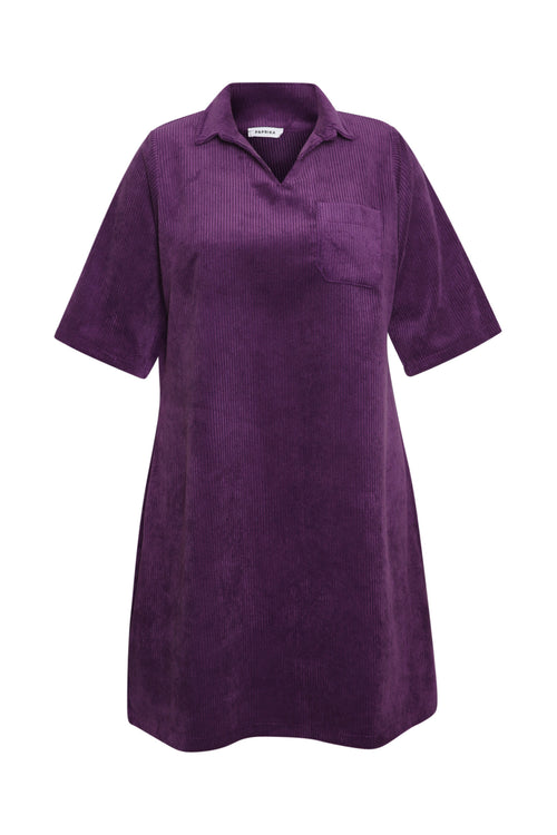 Robe en velours côtelé unie-Paprika-1
