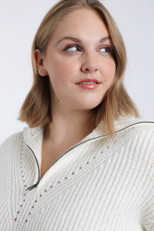 Effen trui met ritskraag-Paprika-5