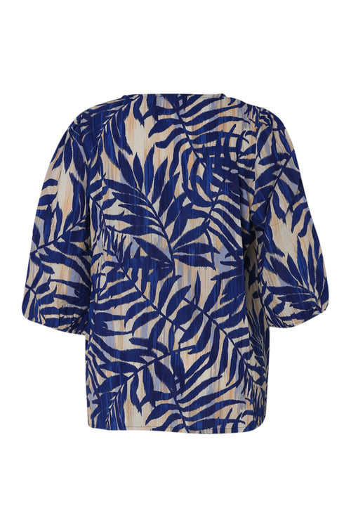 Blouse en viscose imprimé feuillage-Paprika-11