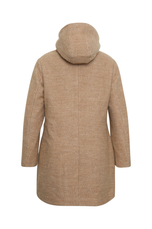 Manteau en laine uni avec capuche-Paprika-11