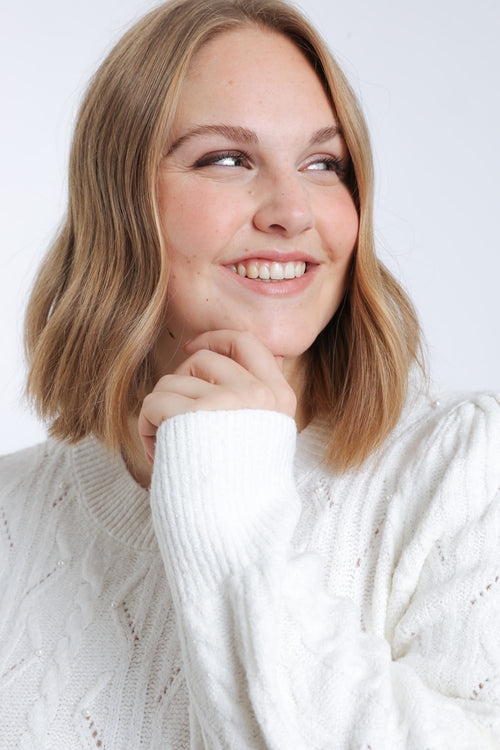 Pull torsades et perles uni-Paprika-6