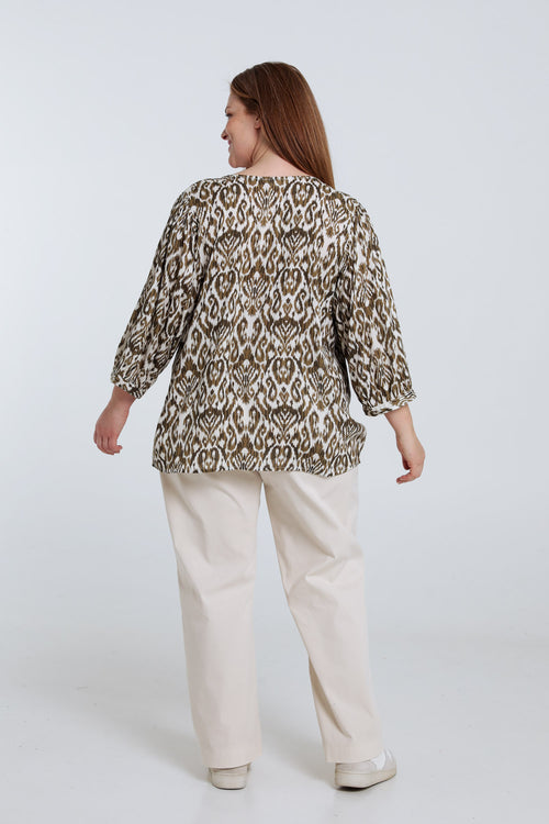Blouse en viscose imprimé ethnique-Paprika-2