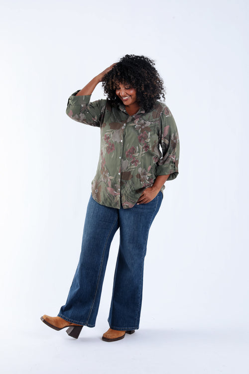 Chemise en lyocel imprimé fleuri-Paprika-7