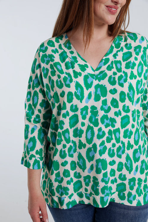 Blouse en viscose imprimé peau de bête-Paprika-6