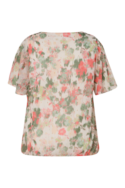 Bloes met bloemenprint en lurex-Paprika-11
