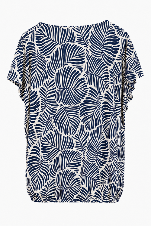 T-shirt van koel mesh met bladprint-Paprika-2
