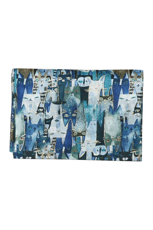 Sjaal met kattenprint en folie-Paprika-2