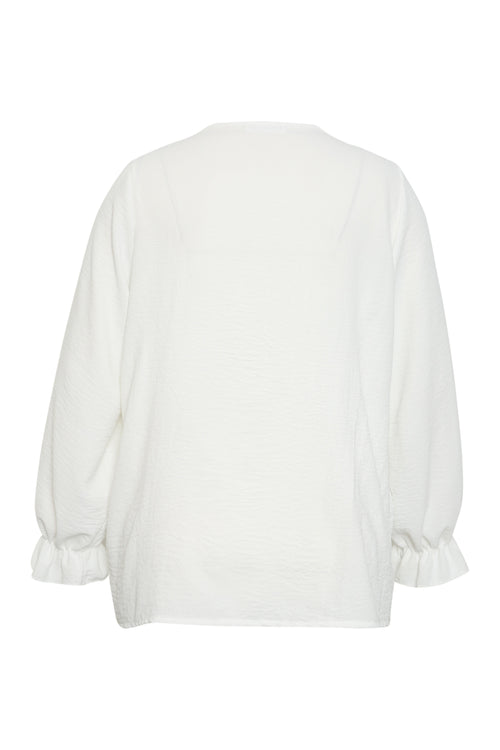 Effen blouse met volant-Paprika-2