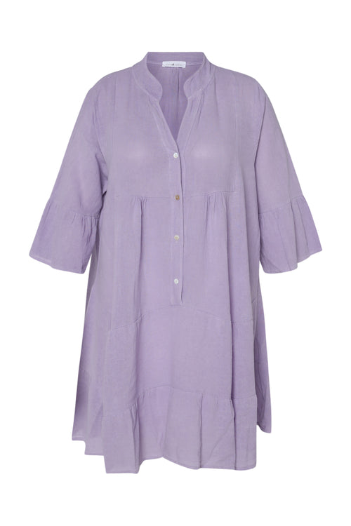Robe tunique en gaze de coton unie-Paprika-2