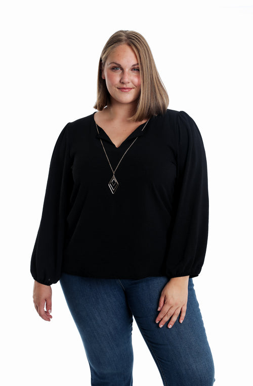 Effen bi-materiaal T-shirt met kraag-Paprika-1