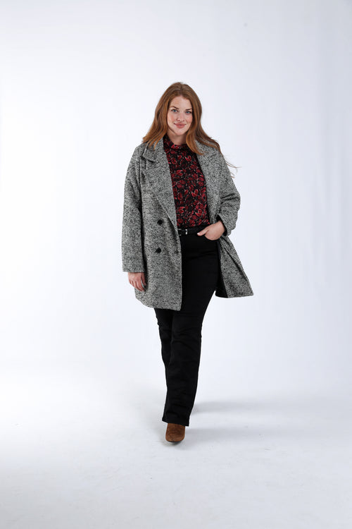 Blouse lavallière imprimé feuilles avec lurex-Paprika-9