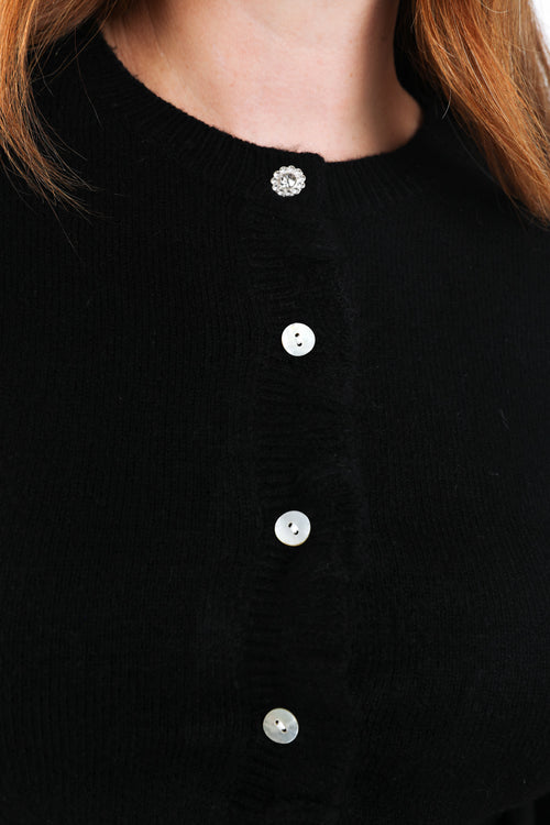 Cardigan boutonné uni avec volants-Paprika-4