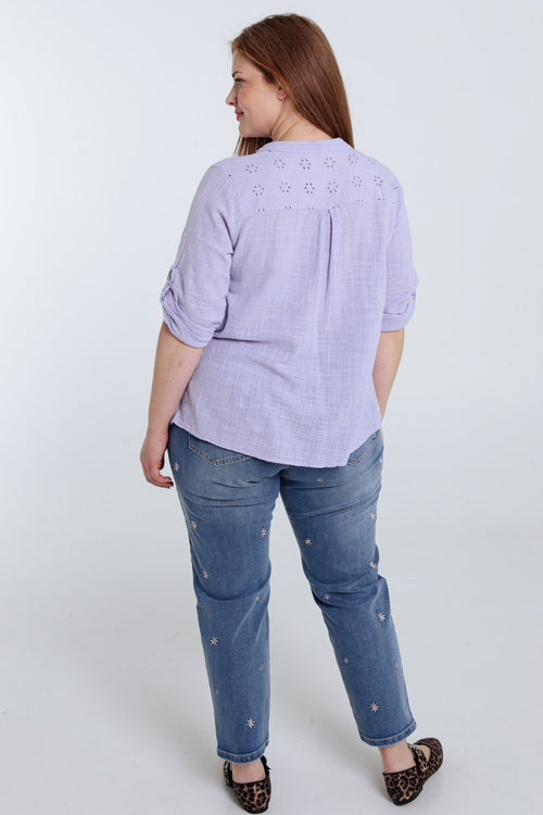 Blouse en gaze de coton unie-Paprika-2