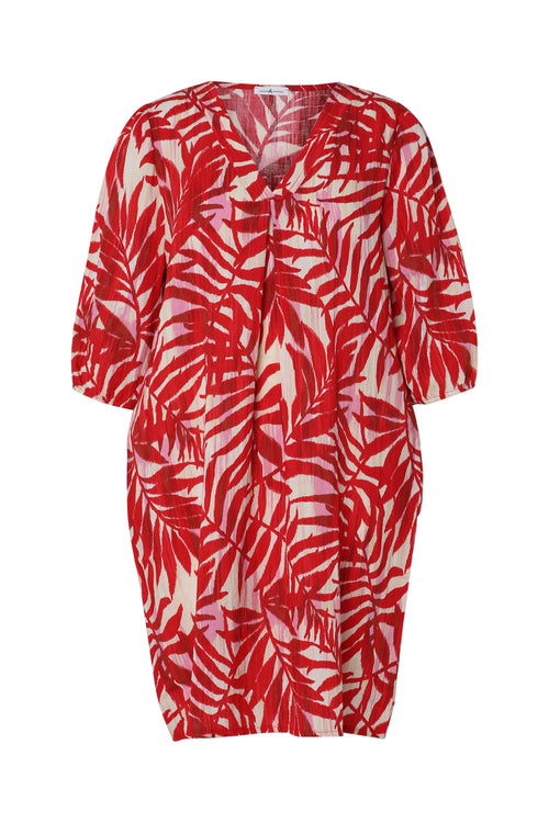 Robe en viscose imprimé feuillage-Paprika-10