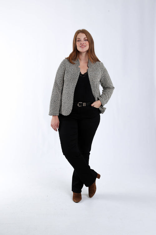 Bicolor jacquard jasje met lurex-Paprika-6