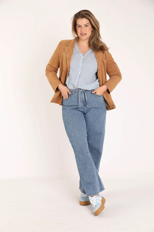 Blouse en coton rayée-Paprika-8