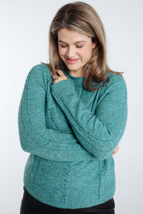 Effen trui met kabel- en strassdetails-Paprika-3