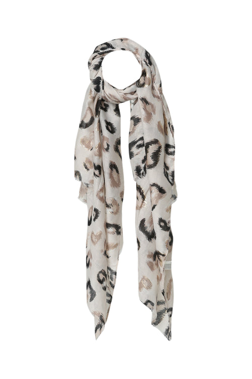 Leopardprint sjaal met folie-Paprika-1