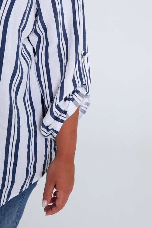 Linnen shirt met strepen-Paprika-6