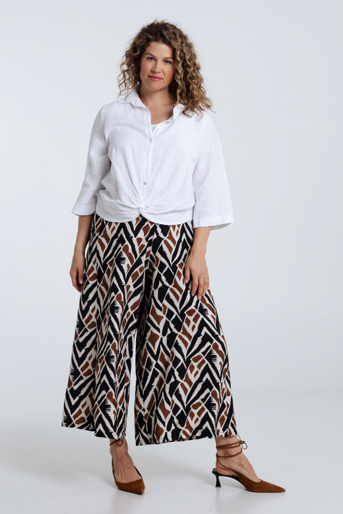 Effen linnen blouse met strik-Paprika-9