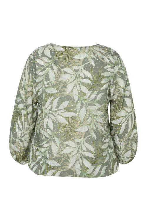 Blouse van viscose met bladerenprint-Paprika-11