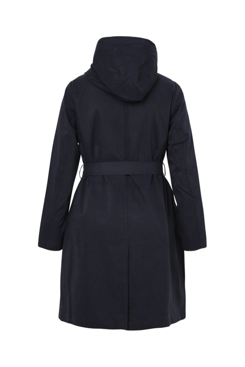 Effen mid-length trenchcoat met capuchon-Paprika-11