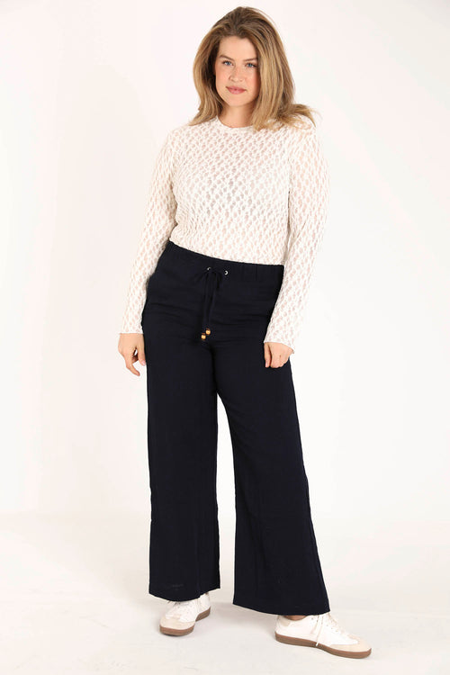 Pantalon large en viscose uni-Paprika-5