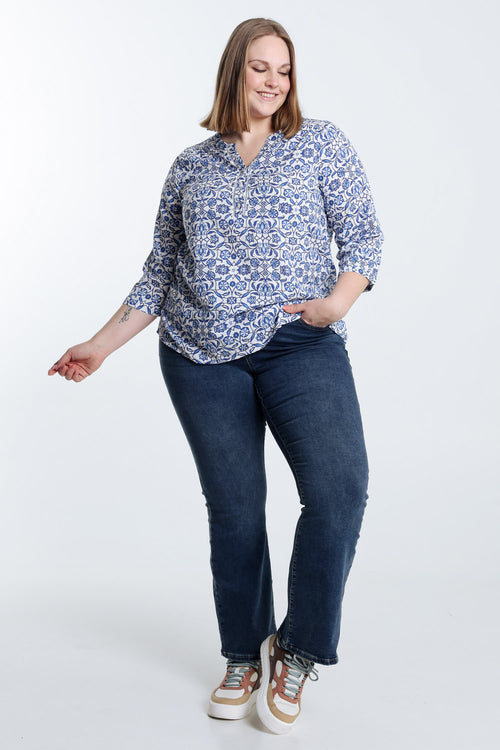 Blouse imprimé bicolore-Paprika-7