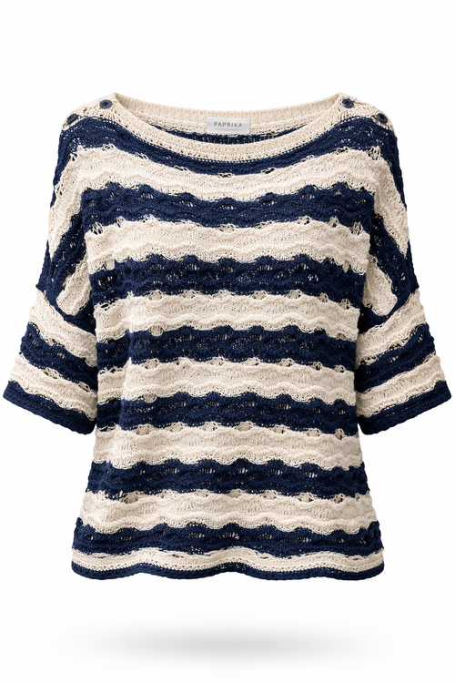 Gestreepte gehaakte trui-Paprika-1