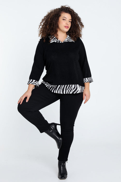 2 in 1 trui met zebraprint-Paprika-7