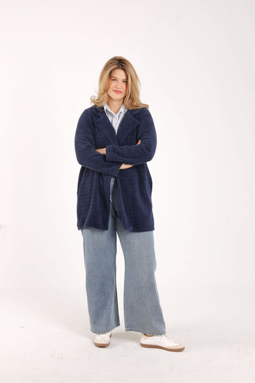 Effen halflange jas-Paprika-9