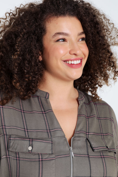 Chemise à carreaux en viscose-Paprika-3