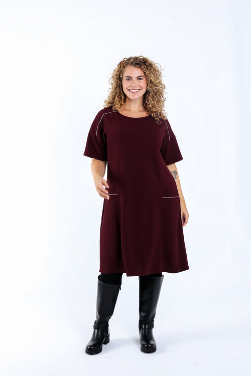 Effen korte jurk-Paprika-2