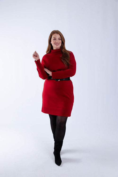 Effen trui jurk-Paprika-8