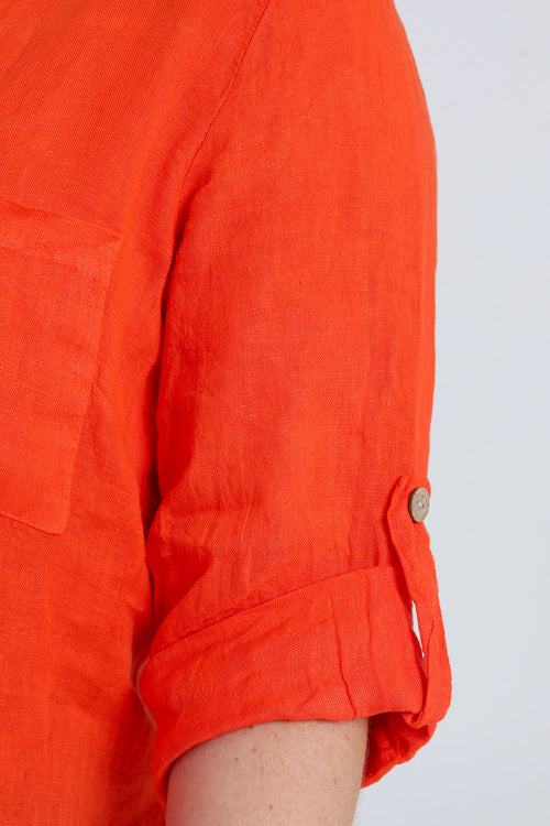 Blouse en lin unie-Paprika-4