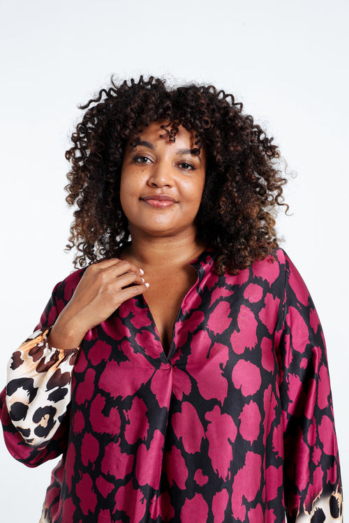 Blouse en viscose imprimé peu de bête-Paprika-3