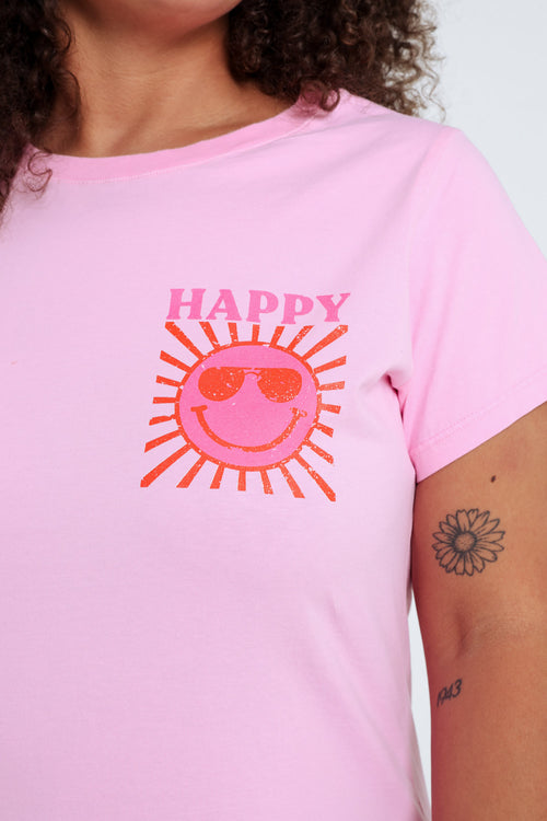 Effen katoenen T-shirt met zonafdruk-Paprika-4