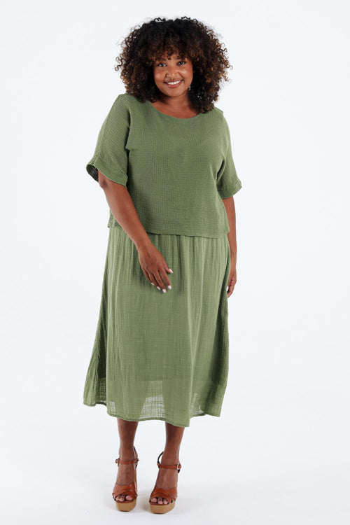 Robe 2en 1 en gaze de coton unie-Paprika-7