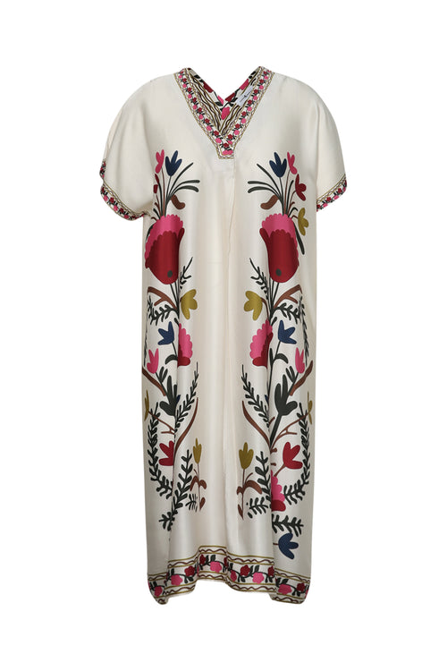 Jurk van bedrukte viscose in folkstijl-Paprika-10