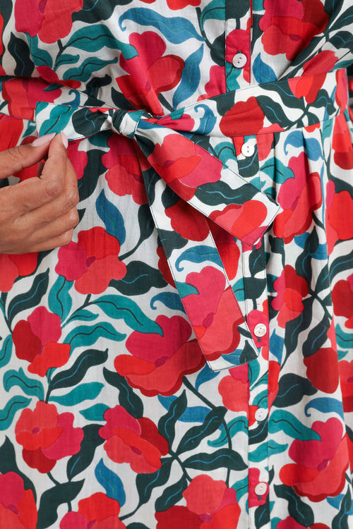 Jurk van viscose met bloemenprint-Paprika-4