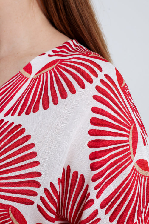 Blouse en viscose imprimé graphique bicolore-Paprika-5