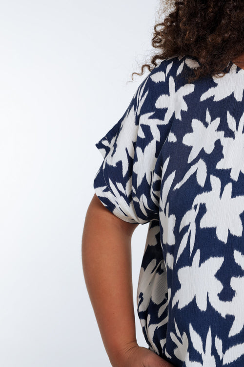 Blouse en viscose imprimé floral bicolore-Paprika-4